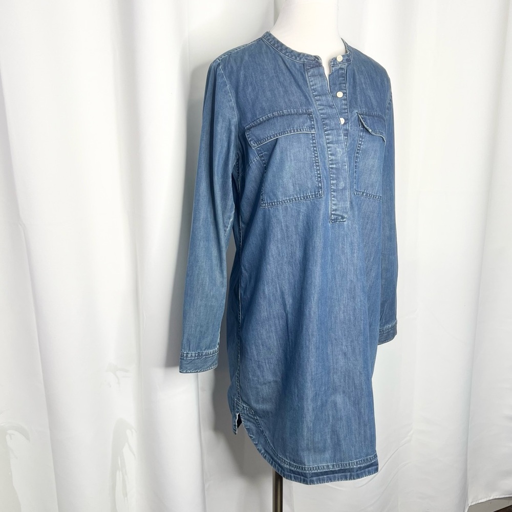 J. CREW CHAMBRAY DENIM HENLEY SHIRTDRESS B